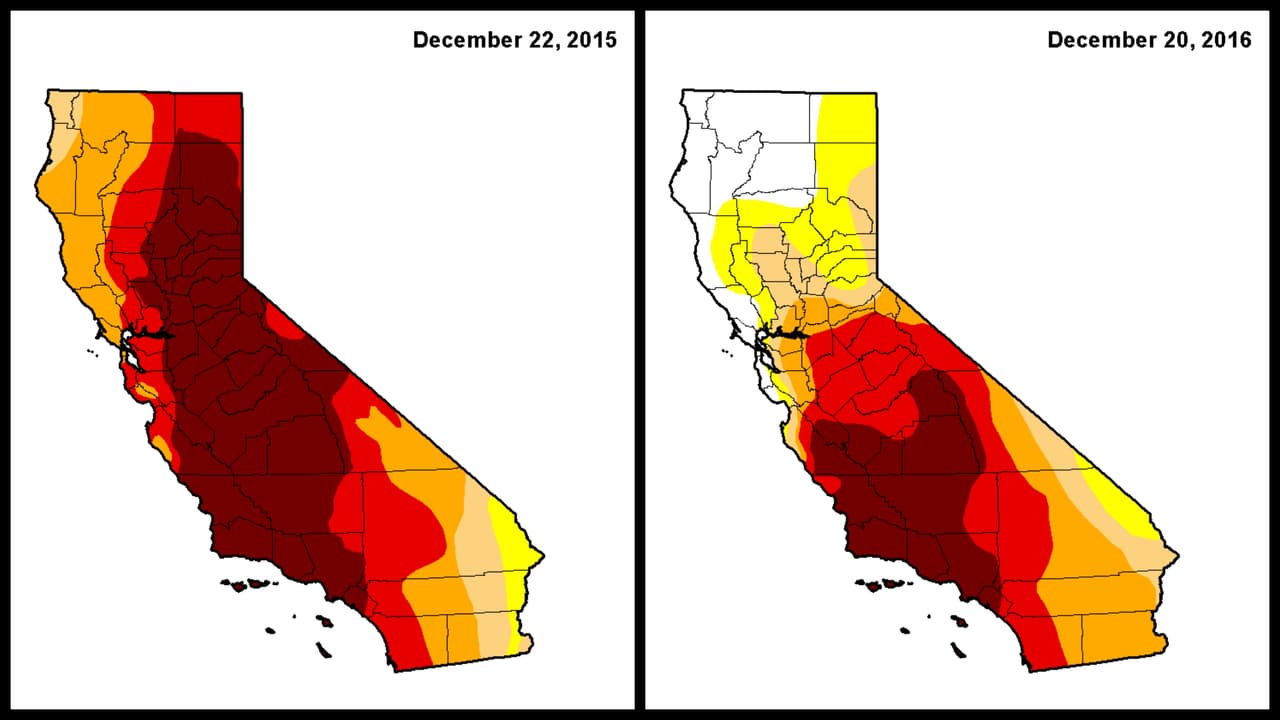 El estado de la sequía en California al final de 2016
