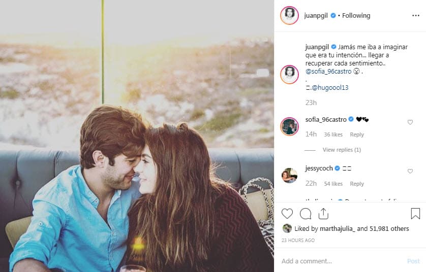Luego de confirmar su noviazgo, tanto Sofía como Juan Pablo empezaron a compartir imágenes juntos en sus respectivas cuentas de Instagram.