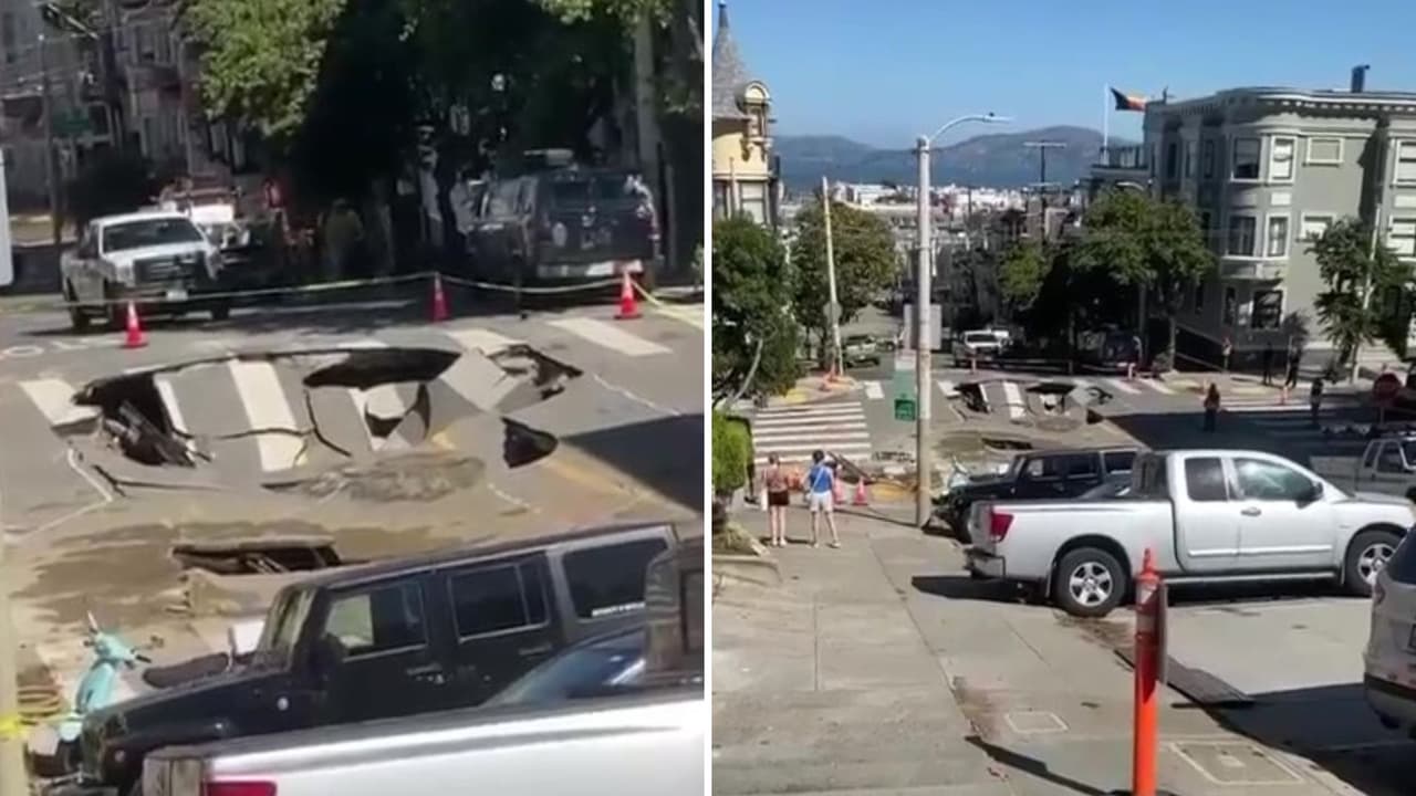 Emergencia en Pacific Heights: ruptura de tubería de agua genera socavón en San Francisco