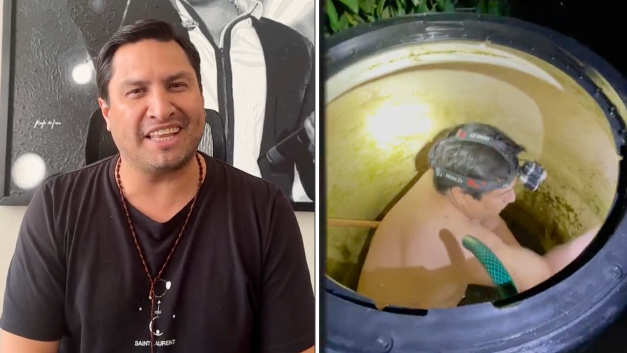 Julión Álvarez aparece lavando un tinaco y fans le dicen "momentos que lo mantienen humilde"