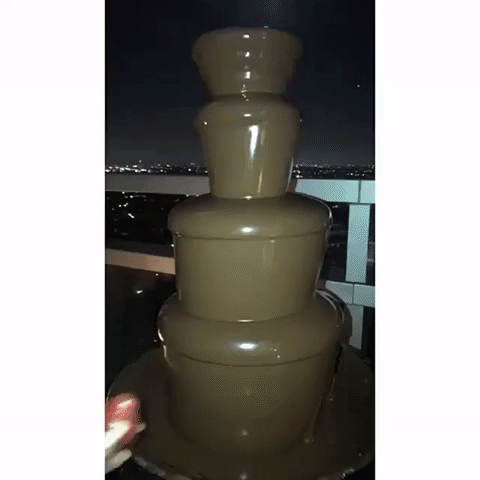 Los invitados disfrutaron de una enorme fuente de chocolate que estuvo dispuesta en la fiesta.