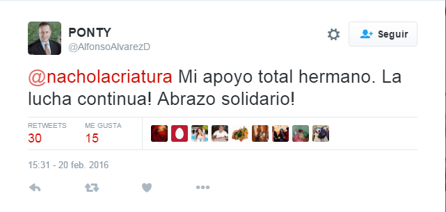 Recibió apoyo de los followers.