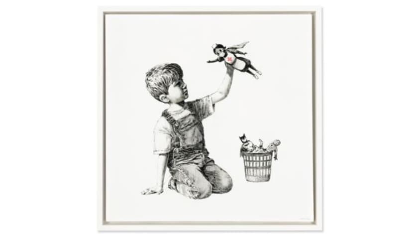 Dibujo de Banksy que resalta a trabajadores de la salud rompe récord de venta en subasta
