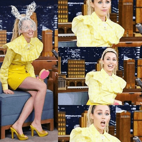 Este fue el look que escogió la cantante para promocionar su quinto álbum “Miley Cyrus & Her Dead Petz” en el programa de televisión “The Tonight Show Starring Jimmy Fallon”.