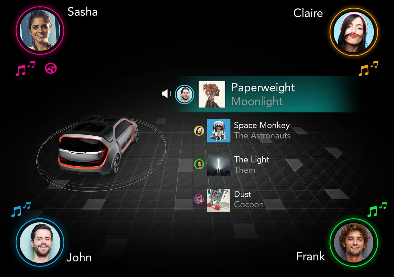 El sistema de info-entretenimiento del Chrysler Portal Concept cuenta con 
<b>tecnología de reconocimiento facial y biométrico</b> para saber quien es el usuario y ajustar los parámetros del vehículo a sus preferencias; como su música, luces interiores y temperatura favorita entre otras. El auto también cuenta con 
<b>comunicaciones Vehículo-a-X</b> (V2X) que le permite al vehículo comunicarse con la infraestructura que lo rodea, como el sistema de semáforos y de vehículos de emergencia.