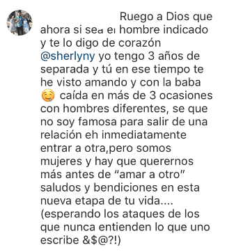 Este fue uno de los mensajes que más llamó la atención de la actriz, pues una seguidora consideró que a la actriz le faltaba amor propio para poder iniciar una relación.