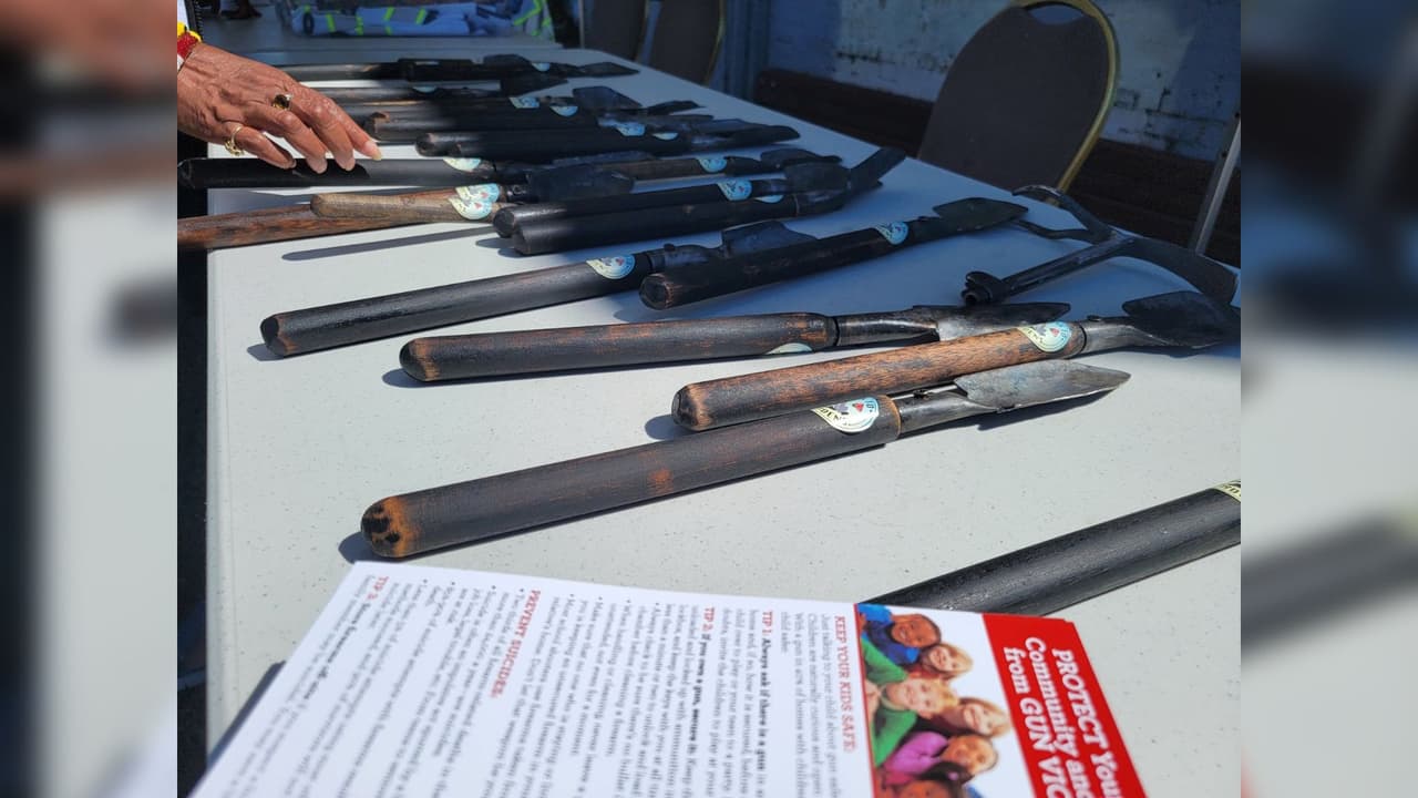 El programa se llama “Guns to Gardens” porque el metal de las armas de fuego seleccionadas será fundido con él se fabricarán herramientas de jardín.
<br>