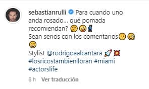 “Sean serios en los comentarios”, añadió Rulli en su publicación, que ya alcanzó más de 62 mil ‘likes’. 
<br>