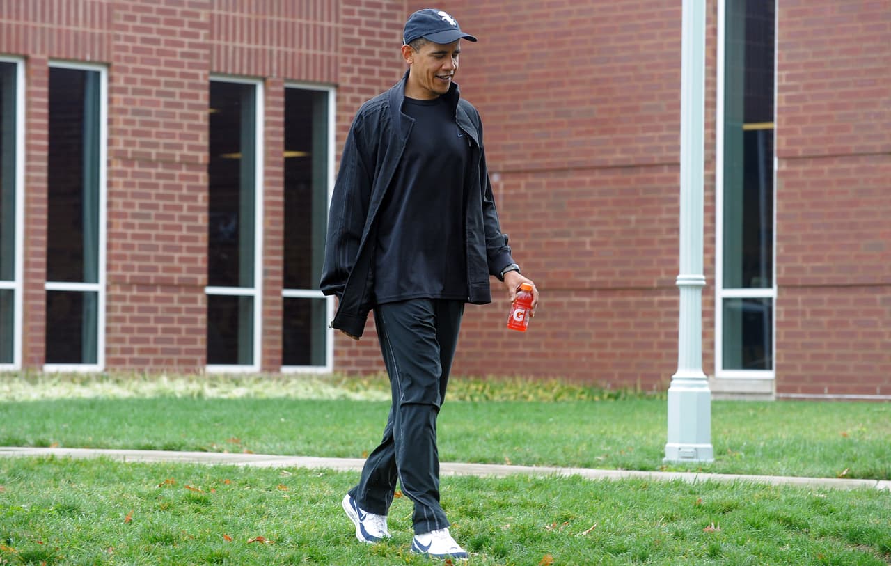 Obama después de jugar al baloncesto en Washington en octubre de 2009.
