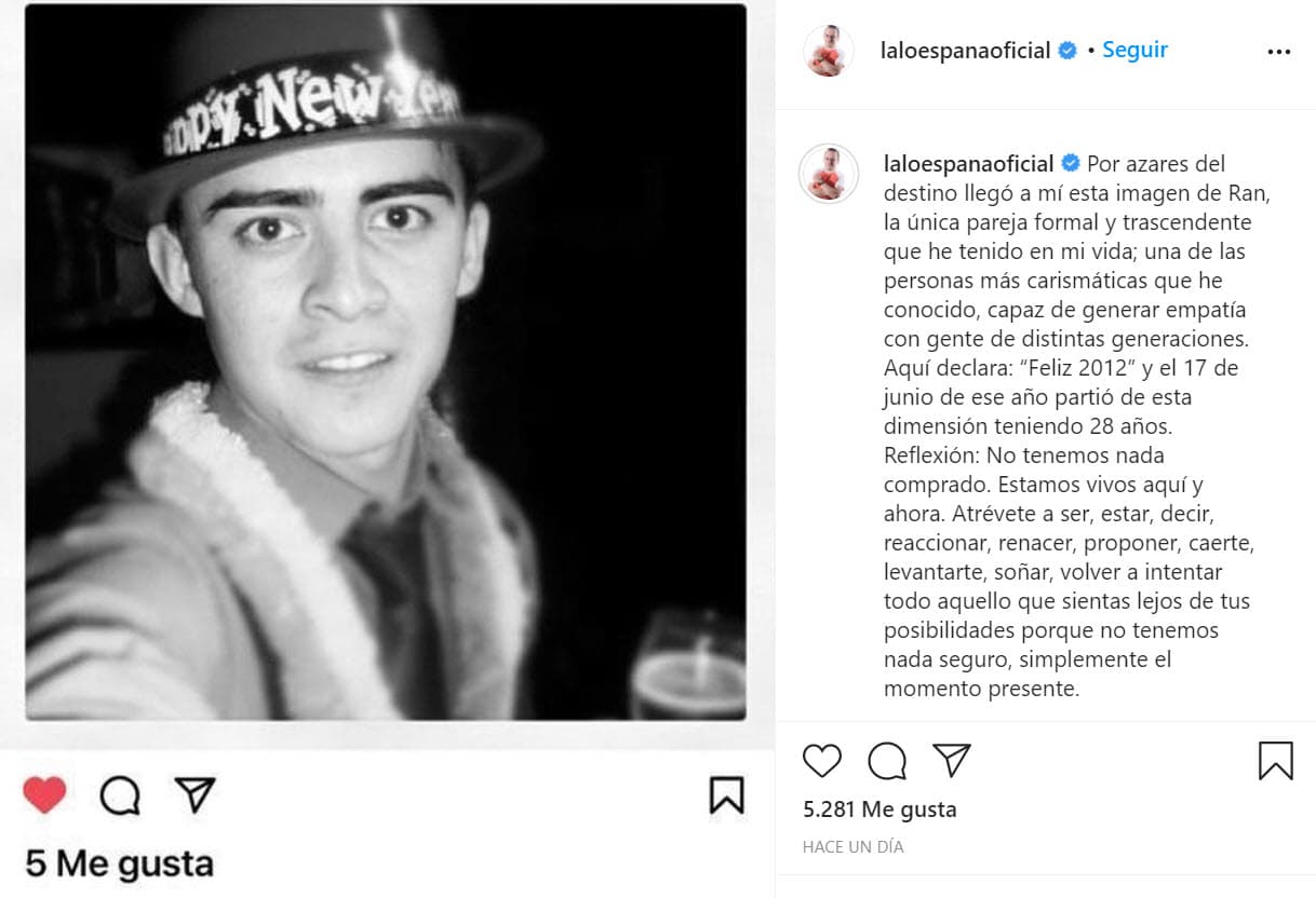 Lo hizo al publicar esta foto de la celebración de la llegada de 2012, seis meses antes de que 'Ran' muriera. 
<br>