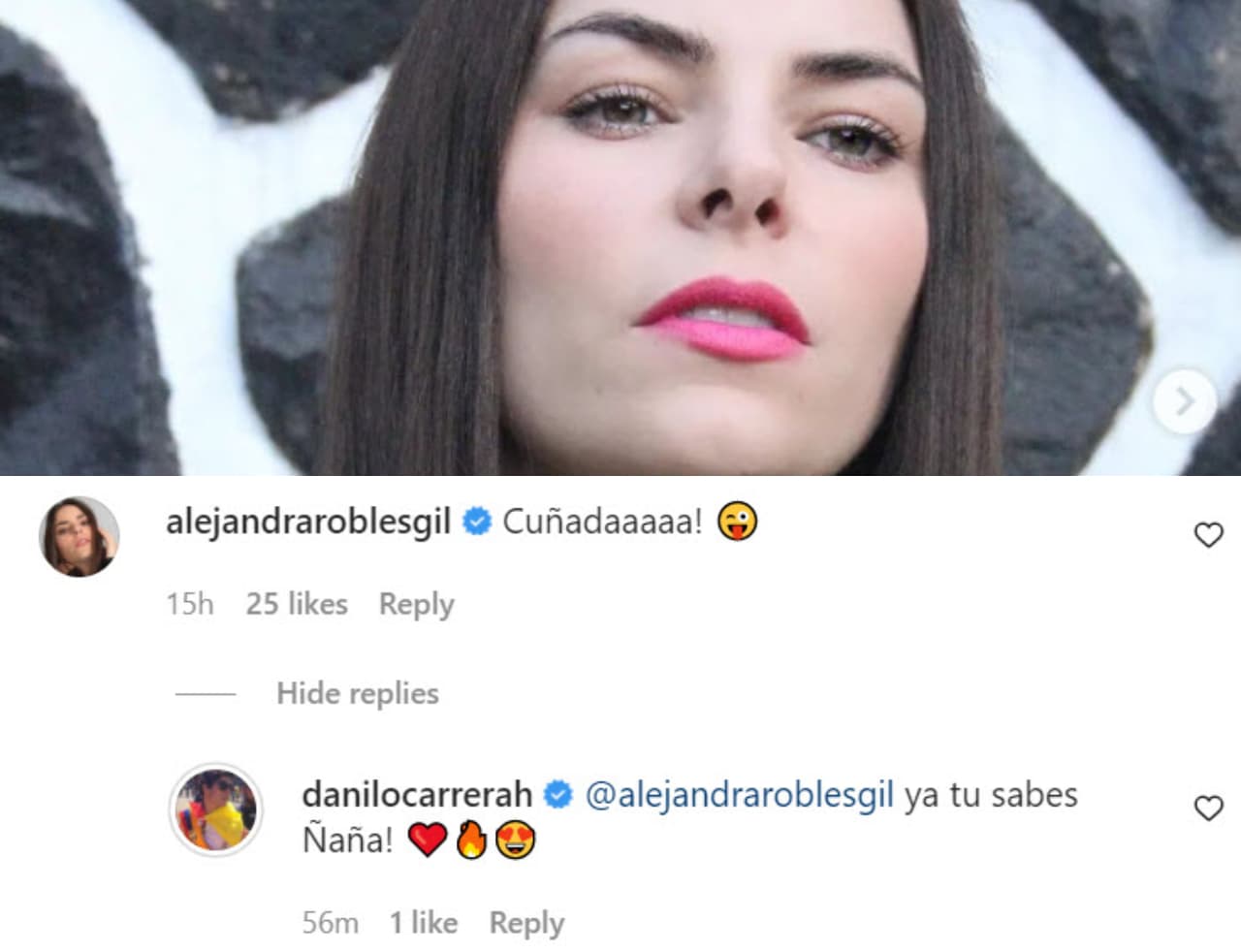 La actriz Alejandra Robles Gil, de 
<b>Imperio de Mentiras</b>, le siguió la broma y hasta llamó "cuñada" a la esfinge. 
<br>