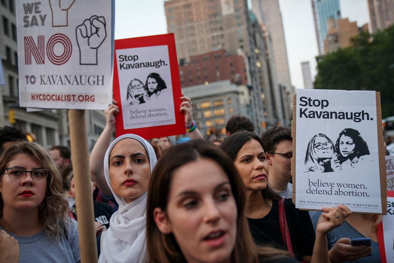 La protesta contra Kavanaugh, en la que participaron activistas del ala progresista del partido demócrata, también reclamó las posiciones conservadoras del nominado a la Corte SUprema.