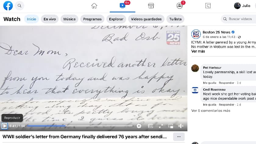 La carta del soldado John Gonsalves.