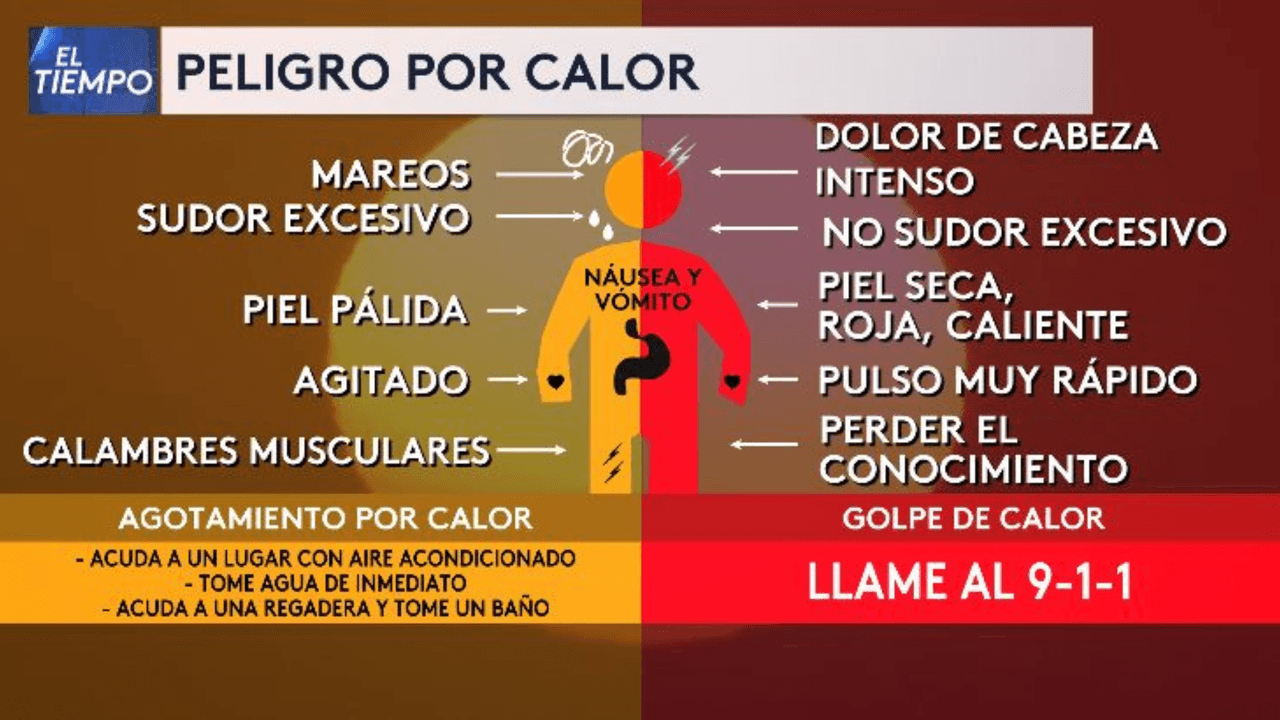 Estos son los síntomas de agotamiento por calor y de golpe de calor.