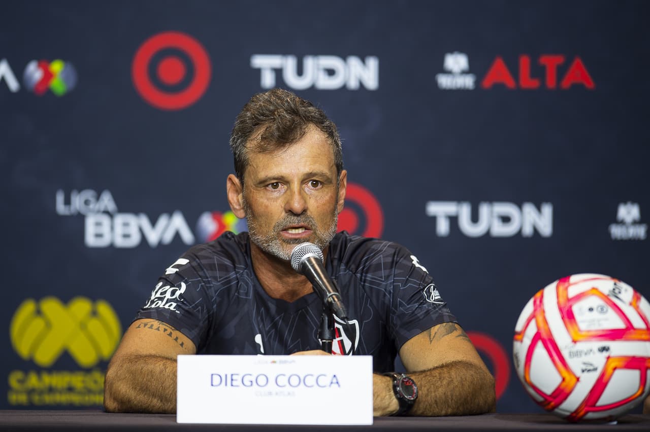 during the press conference prior to the Liga BBVA MX Super Cup (Champion of Champions), Atlas vs Cruz Azul at Dignity Health Sports Park Stadium, on June 25, 2022. <br><br> durante la conferencia de prensa previo a la Supercopa de la Liga BBVA MX (Campeon de Campeones), Atlas vs Cruz Azul en el Estadio Dignity Health Sports Park, el 25 de Junio de 2022.