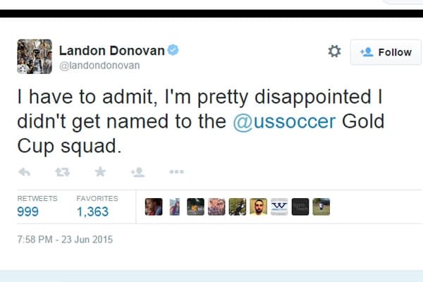 Donovan 'lamentó' quedarse fuera de la Copa Oro
