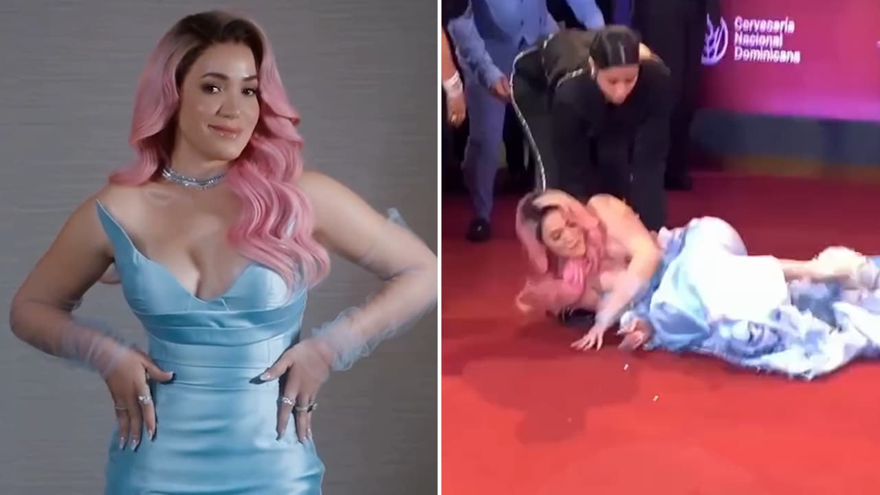 Famosa presentadora sufre tremenda caída en la alfombra roja de los Premios Soberano: así reaccionó