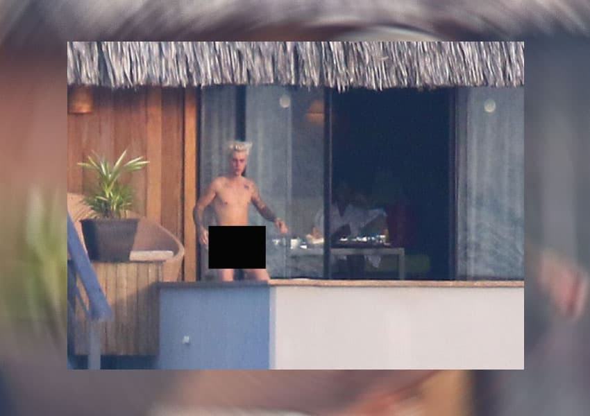 OMG! Bieber fue captado sin ropa y con todo al aire en Bora Bora.