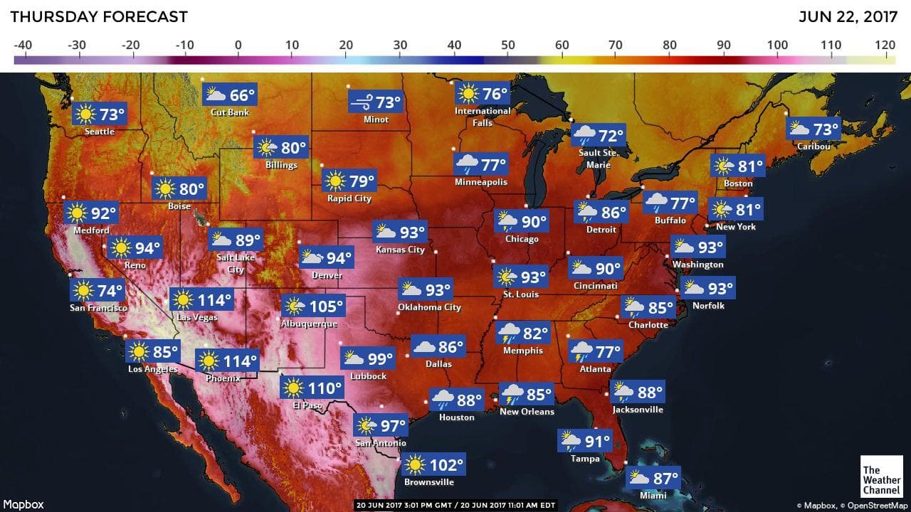 Jueves 22 de junio: Previsiones meteorológicas.