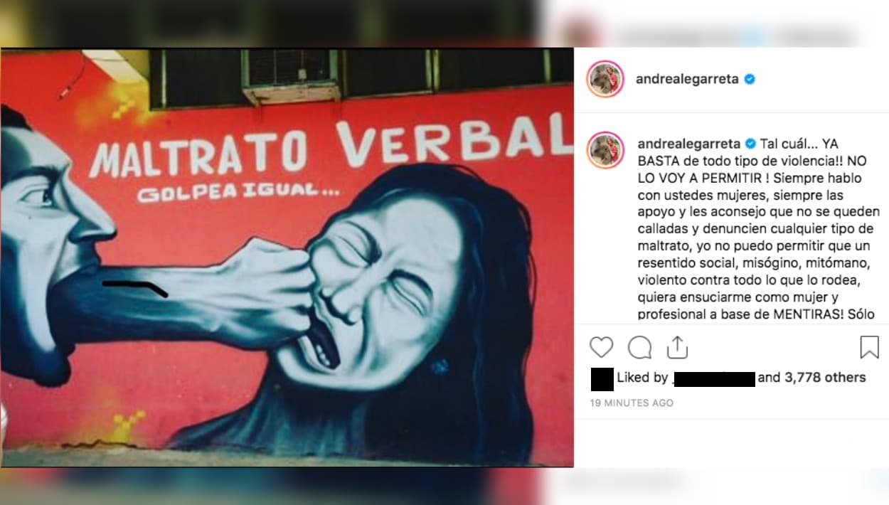 Y este martes, 27 de agosto, nuevamente la conductora de Hoy utilizó Instagram para arremeter contra Adame: "¡Ya basta de todo tipo de violencia! ¡No lo voy a permitir! Siempre hablo con ustedes mujeres, siempre las apoyo y les aconsejo que no se queden calladas y denuncien cualquier tipo de maltrato. Yo no puedo permitir que un 
<b>resentido social, misógino, mitómano, violento contra todo lo que lo rodea</b>, quiera ensuciarme como mujer y profesional a base de mentiras. Sólo porque él cree que gracias a mí lo despidieron. Cobarde, que 
<b>no tiene una sola prueba que sustente sus historias</b> inventadas".