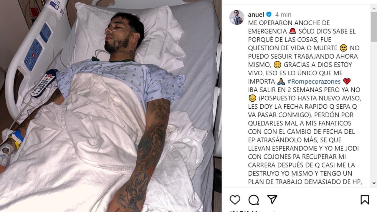 Anuel informó que fue sometido de "emergencia" a una cirugía a horas de la noche de este sábado 7 de octubre.