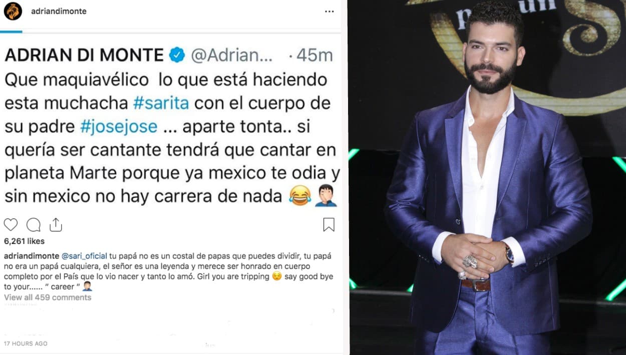 Los fans se dedicaron a inundar las redes sociales de Sarita Sosa y de su esposo, 
<b>el músico Yimmy Ortiz</b>, con insultos y hasta amenazas. Entre los famosos, 
<b>el actor cubano Adrián Di Monte fue uno de los más severos</b> contra la hija de José José. "México te odia y sin México no hay carrera de nada", le expresó tras llamarle tonta.