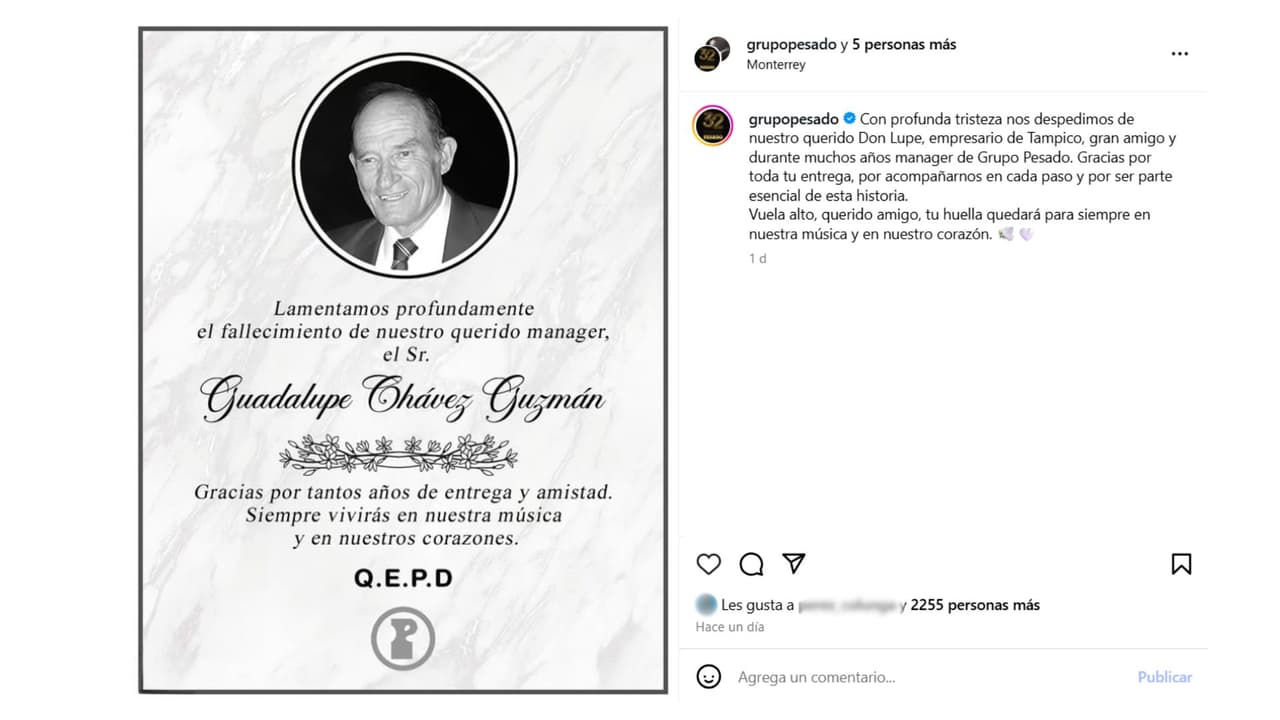 Así despidió Grupo Pesado a su mánager.