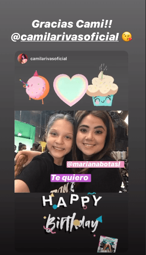 Camila Rivas, mejor conocida como Victoria en ‘Una familia de Diez’, utilizó su cuenta de Instagram para felicitarla con una fotografía. 
<br>
