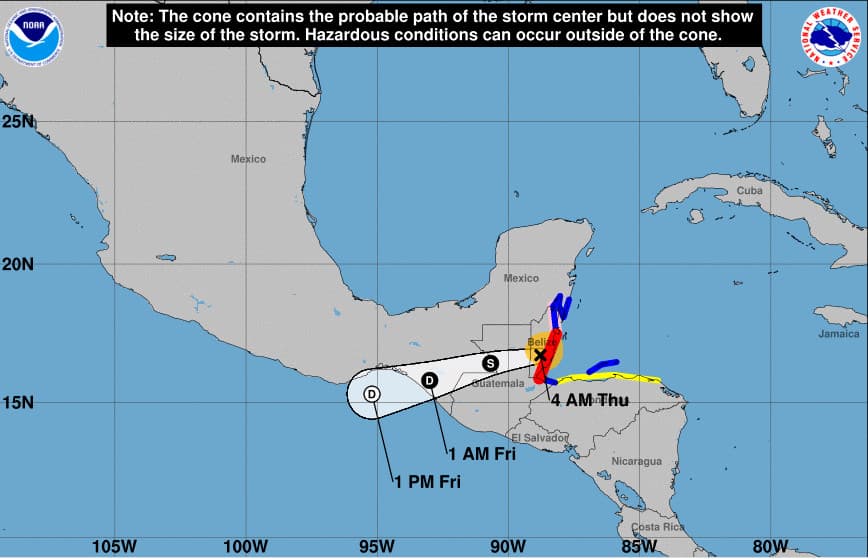 Nana tocó tierra en Belice y ya pasa sobre Guatemala, dejando fuertes lluvias