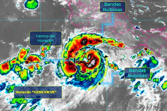Genevieve se convertiría en un potente huracán categoría 4 frente a las costas de México, aunque sin tocar tierra