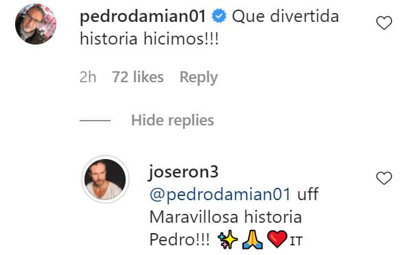 <b><a href="https://www.univision.com/famosos/pedro-damian-revela-que-dudo-que-anahi-fuera-la-indicada-para-dar-vida-a-mia-colucci-en-rebelde-fotos">Pedro Damián</a></b>, el productor de la telenovela, escribió en la publicación de José, comentario que el actor respondió.
<br>