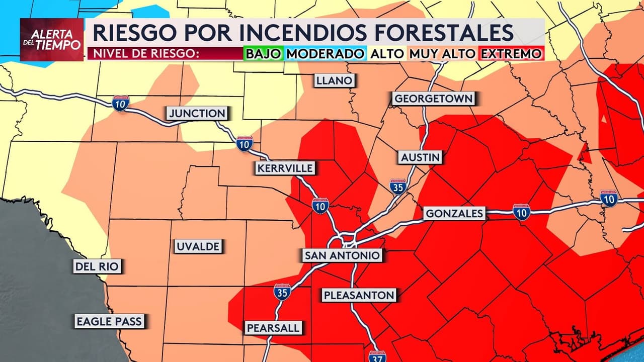 El 
<b>Servicio Meteorológico Nacional (NWS)</b> emitió una 
<b>alerta de bandera roja </b>para 
<b>Austin, San Antonio y el centro de Texas</b> este domingo, desde las 
<b>9 a.m. hasta las 9 p.m.</b>, ante las condiciones críticas que podrían provocar la 
<b>propagación rápida de incendios forestales</b>.
<br>