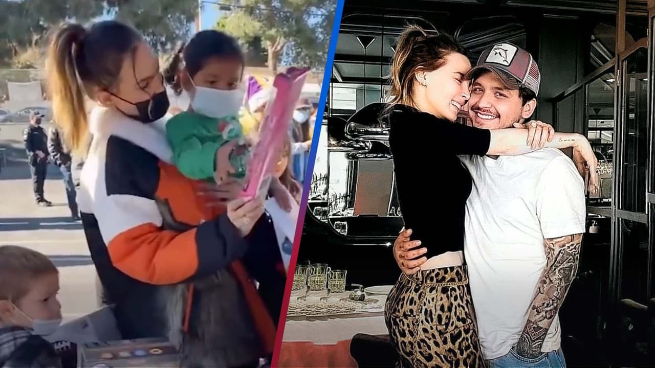 Christian Nodal y Belinda la hacen de 'Santa Claus' y regalan juguetes a niños inmigrantes en LA