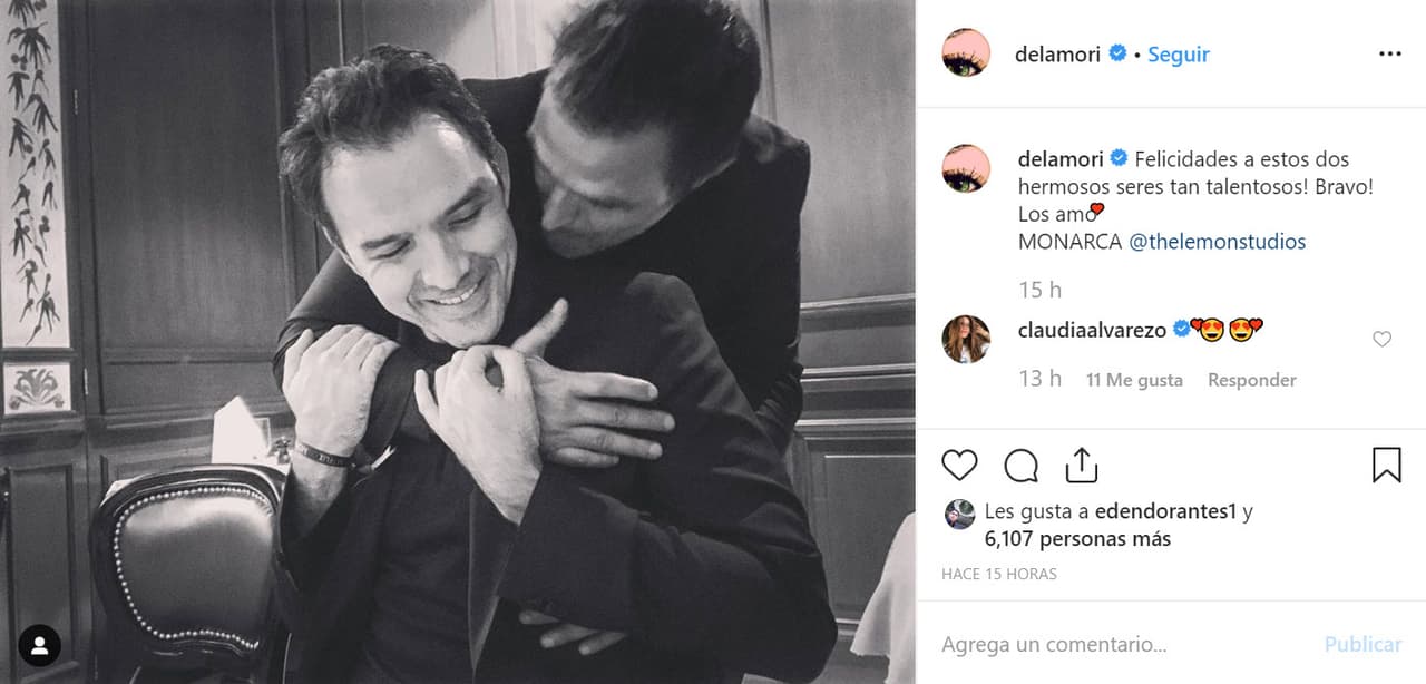 "¡Felicidades a estos dos hermosos seres tan talentosos! ¡Bravo! Los amo. 'Monarca'", se lee en la foto.