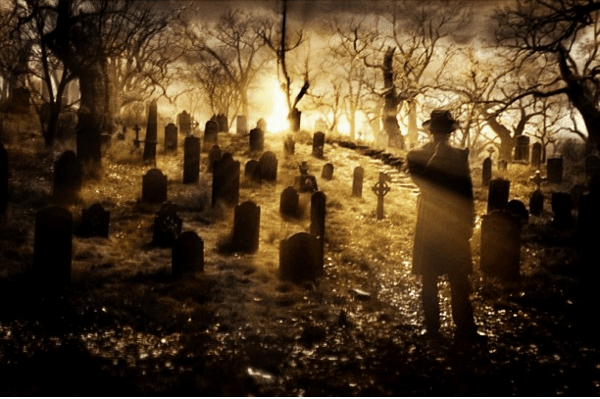 Un cementerio en sepia.