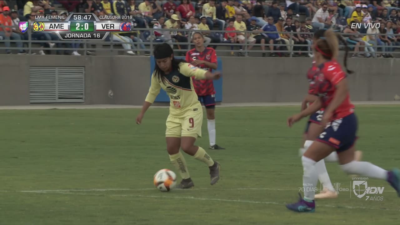 Jana Gutiérrez se sumó al frente y generó el 2-0 de Lucero Cuevas en el América-Veracruz