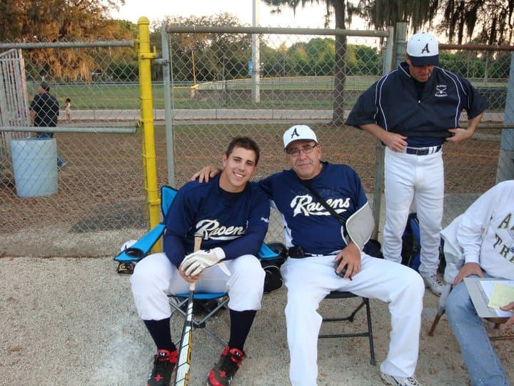 José' Delfin with Pete Toledo one of his coaches at Alonso High School in Tampa. Courtesy of Pete Toledo.