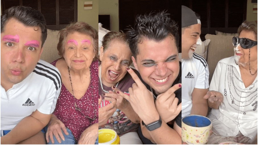 Abuelita y nieto divierten a Internet con sus tiernas locuras: se pintan las cejas y se tatúan