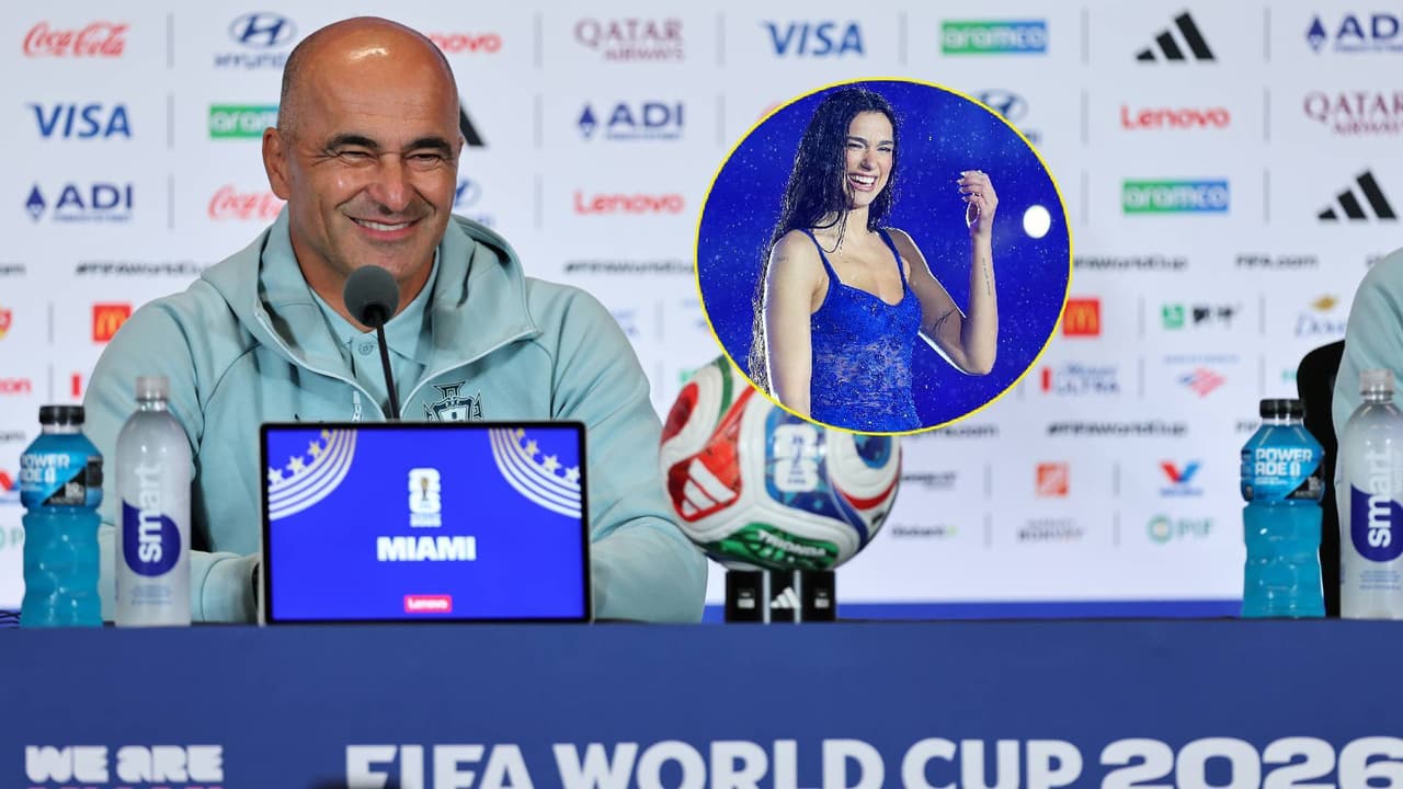 La reacción de Roberto Martínez con Dua Lipa en conferencia de prensa