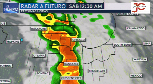 A las 12:00 a.m., del sábado, es cuando se espera el sistema esté completamente en nuestra área. Los modelos indican que pasará rápido, por lo que no se esperan inundaciones, aclara Valeria López, presentadora de El Tiempo.