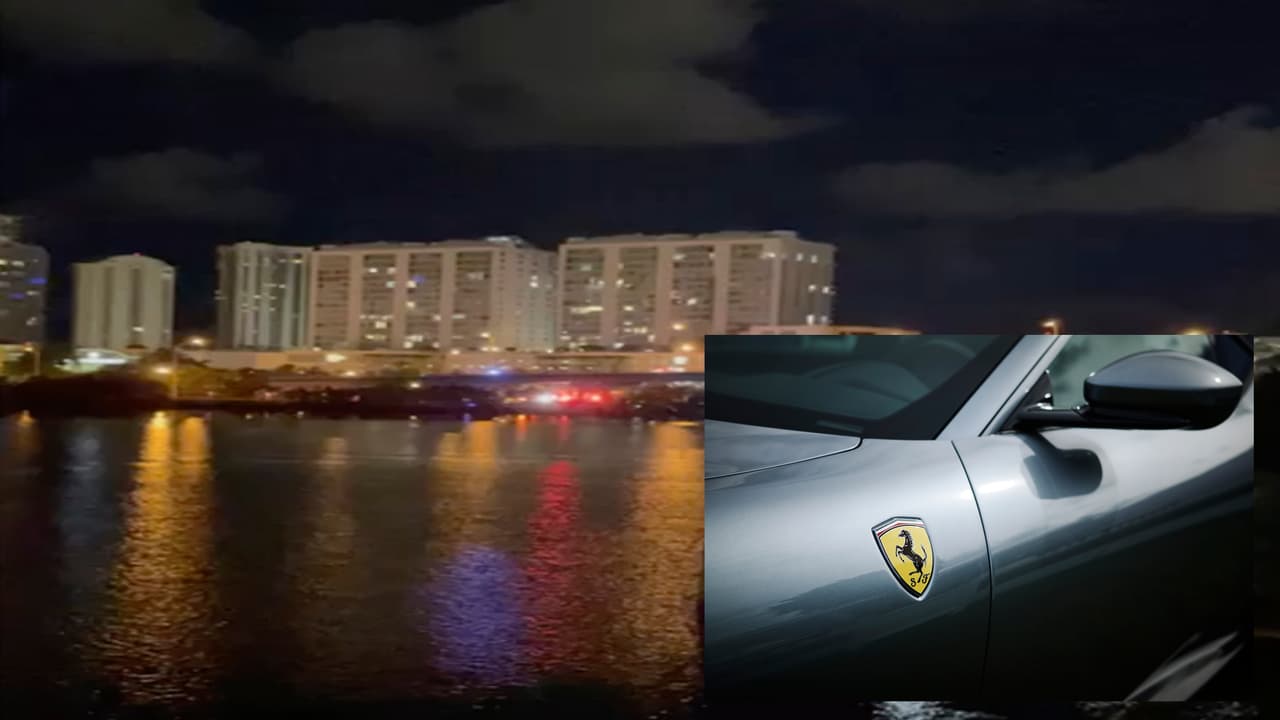 Policía halla el cuerpo del conductor de un Ferrari que salió volando desde un puente tras ser chocado en Sunny Isles