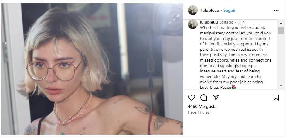 Lucy-Bleu Knight, hijastra de Slash, dejó este mensaje en Instagram.