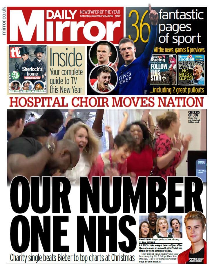 La noticia fue de tal magnitud, que fueron la primera plana de varios periódicos británicos.