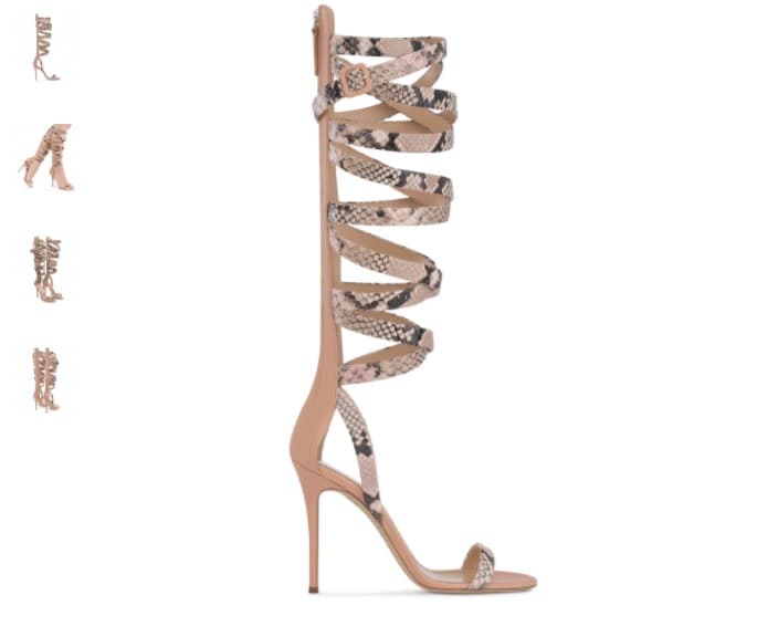 Emme High es el nombre de esta sandalia que cuesta 1,295 dólares. sólo se consigue en color rosa estilo gladiador. Los nombres de los modelos son un homenaje que la llamada 'Diva del Bronx' realiza a sus personajes que ha interpretado en el cine y televisión.