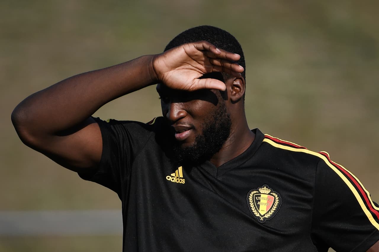 Belgium's forward Romelu Lukaku gestures during a training session in Rostov-on-Don on July 1, 2018, on the eve of their Russia 2018 World Cup round of 16 football match against Japan. (Photo by Filippo MONTEFORTE / AFP) (Photo credit should read FILIPPO MONTEFORTE/AFP/Getty Images)