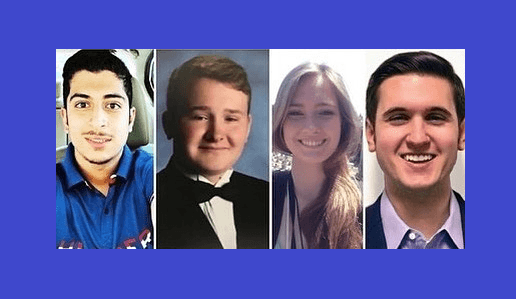 Cuatro jóvenes resultan heridos tras tiroteo en la UNCC. Rami Alramadan de 20 años, Sean Dehart de 20 años, Emily Houpt de 23 años y Drew Pescaro de 19 años.