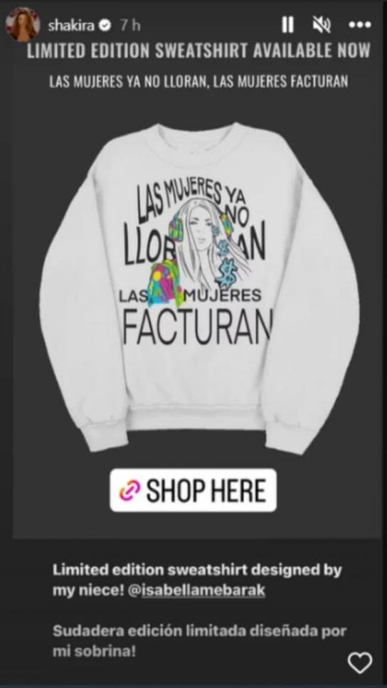 Shakira trabajó con su sobrina para lanzar una sudadera de edición limitada