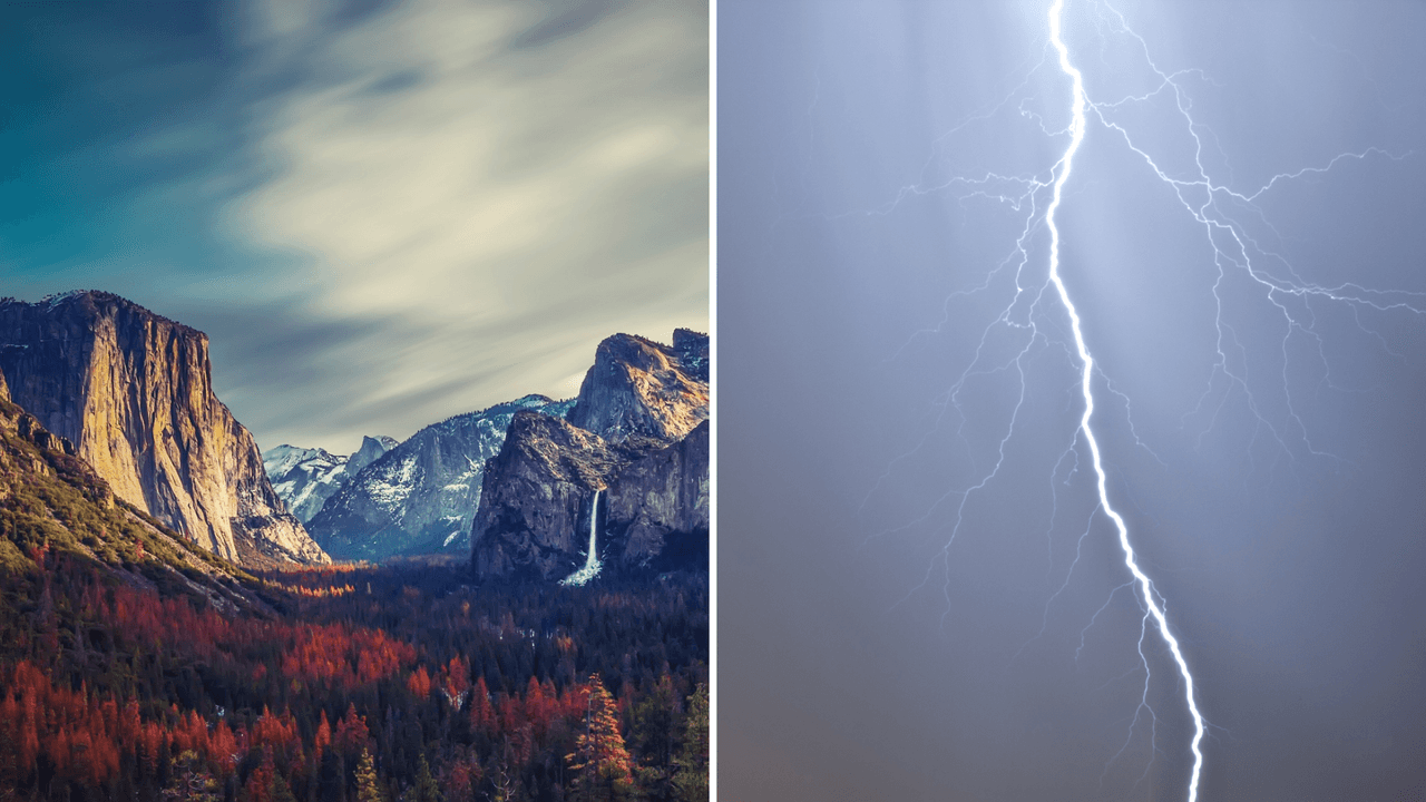 El momento en que un relámpago cae en estas montañas de California donde se registraron incendios