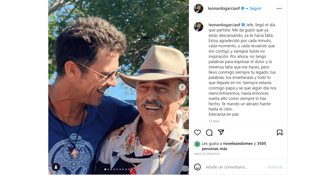 Tras la muerte de Andrés García, su hijo Leonardo se despidió de él