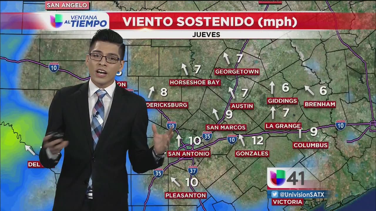 Condiciones con vientos y chubascos al sur de San Antonio